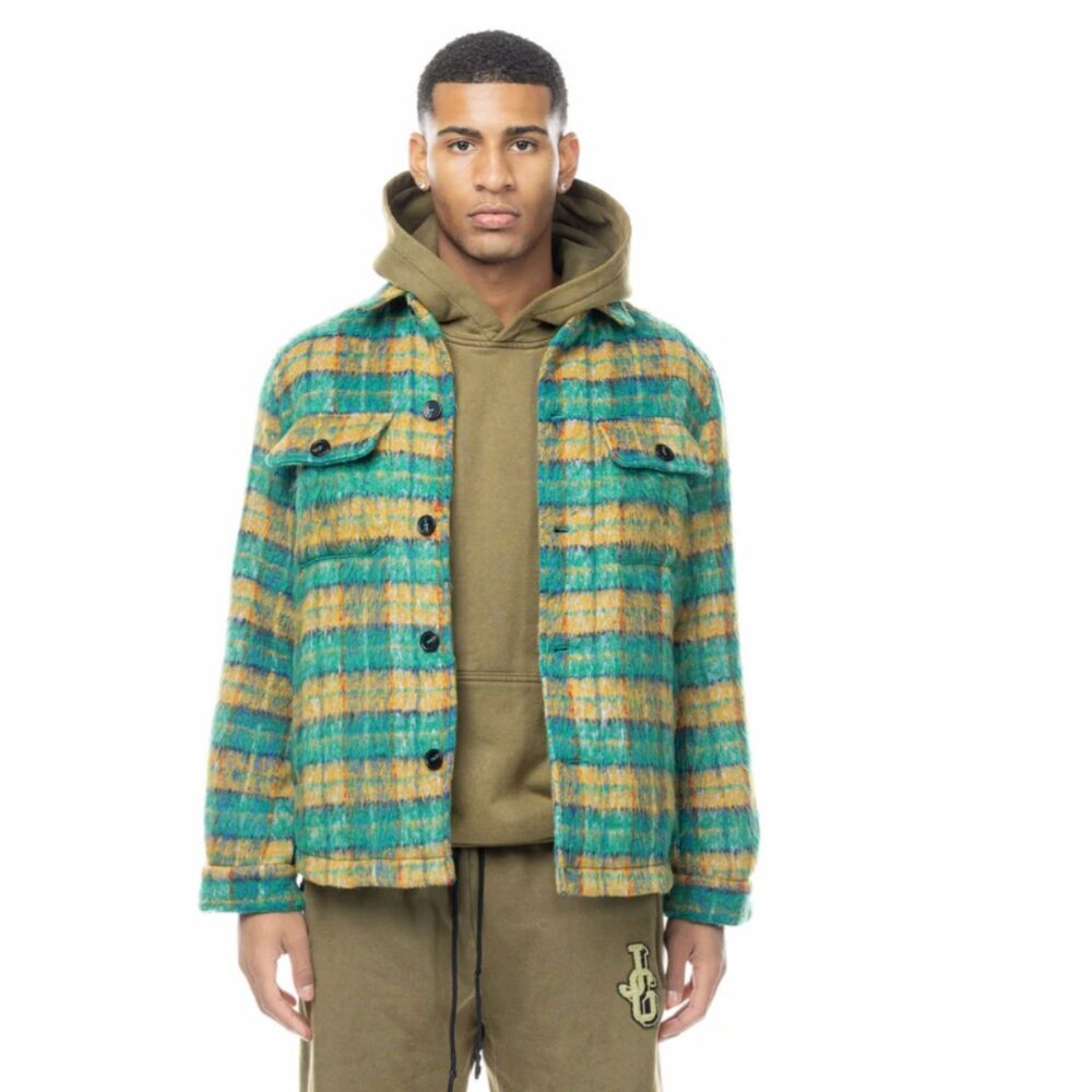 John Geiger Green Mohair Flannel Shacket Size Large